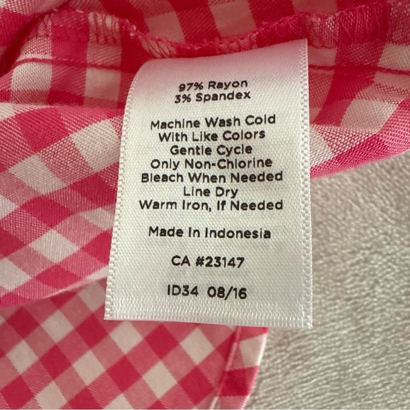 Talbots Woman Pink Gingham Partial Button Down Top Plus Size 3X Pockets Preppy - Picture 6 of 9